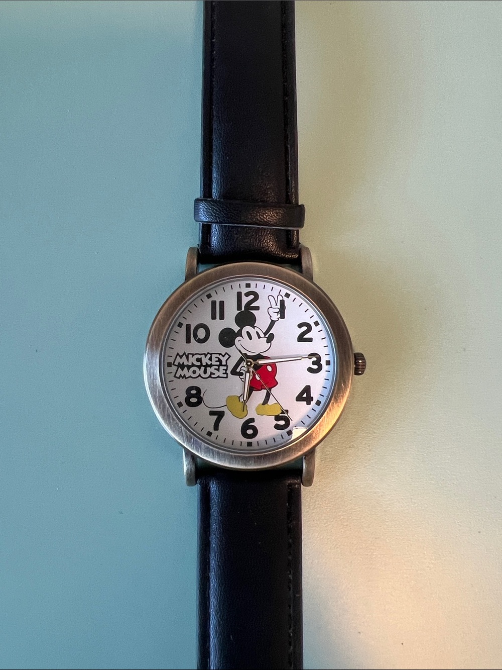 Disney Mickey Mouse Kids Watch with Black Strap and Red/Yellow Accents